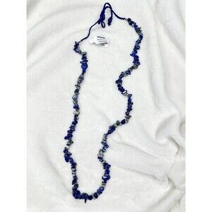 NEW Free People Bohemian Single Strand Crystal Chip Beaded Necklace Lapis Blue